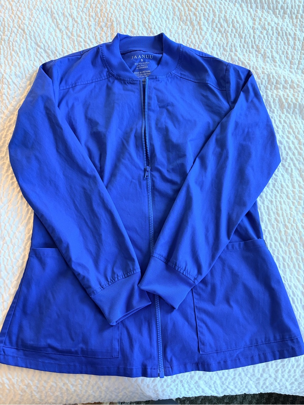 Jaanuu Women's Royal Blue scrubs Zip-Front Jacket Sz S